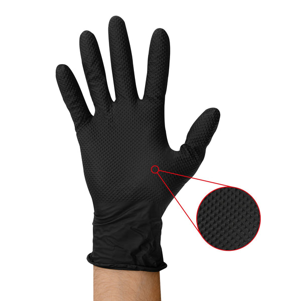 Titan Grip Diamond Textured Black Nitrile Gloves (Box of 50) - GrowPro Hydroponics Ltd