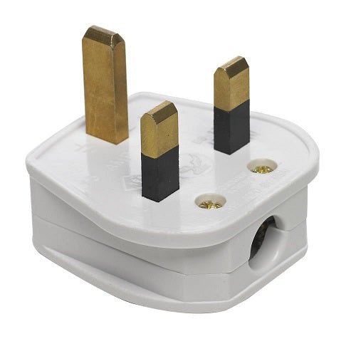 UK Plug 5A Fuse White Rewireable - GrowPro Hydroponics Ltd